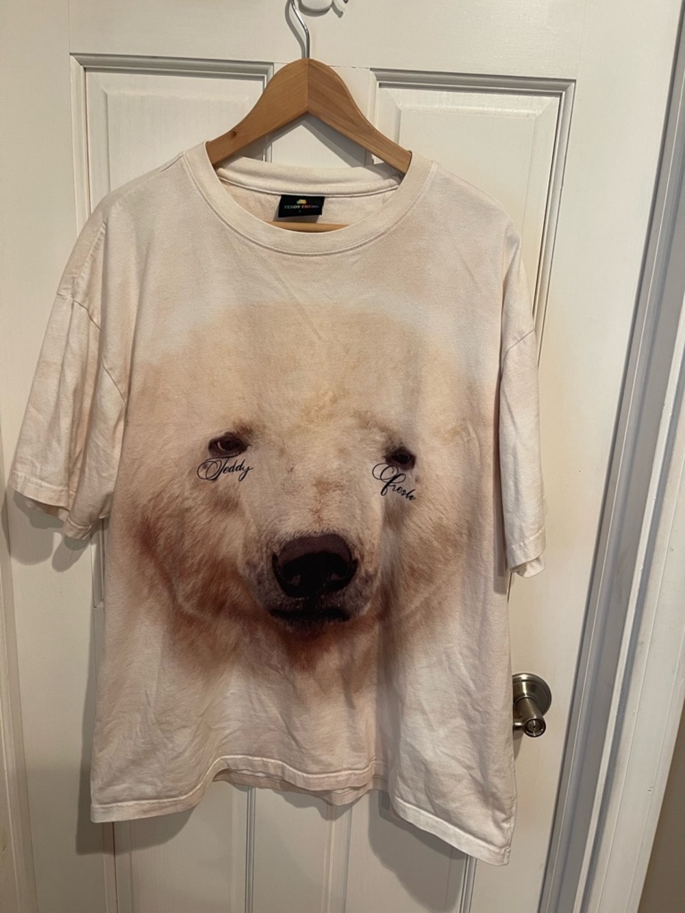 Teddy Fresh Cream Crewneck Tee with Polar Bear Print L